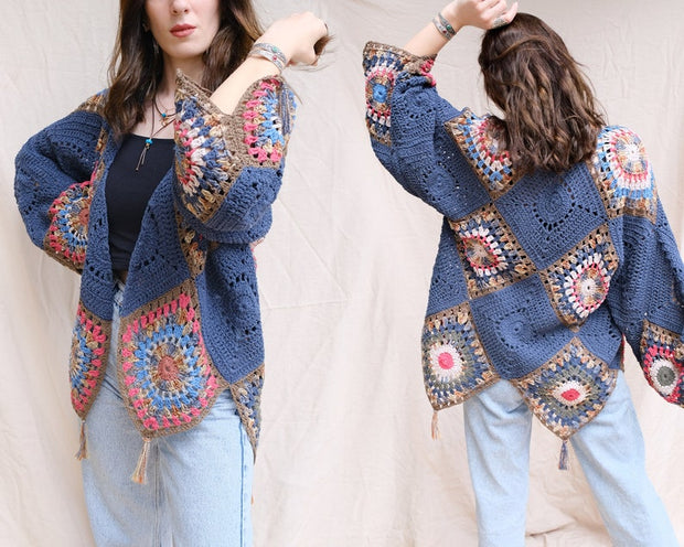 Eva Afghan Motif cardigan pattern