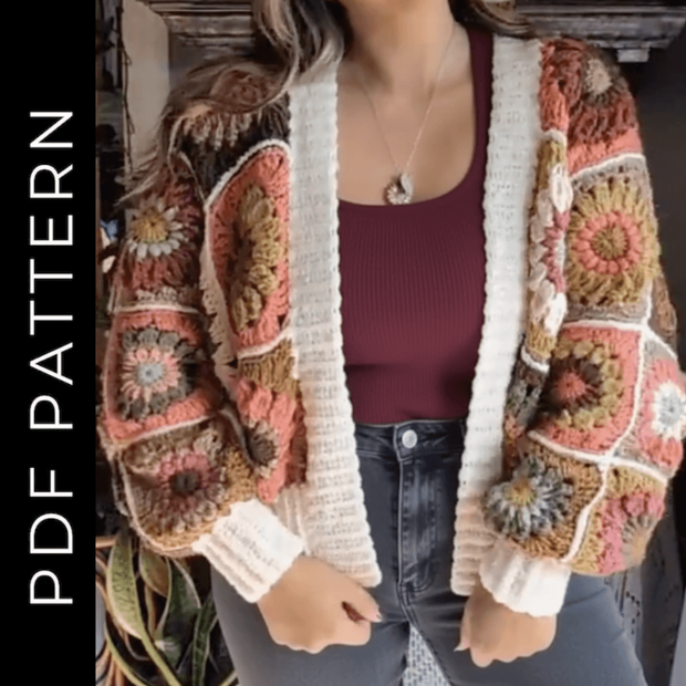 Cardigan Cleo's flower Crochet Pattern