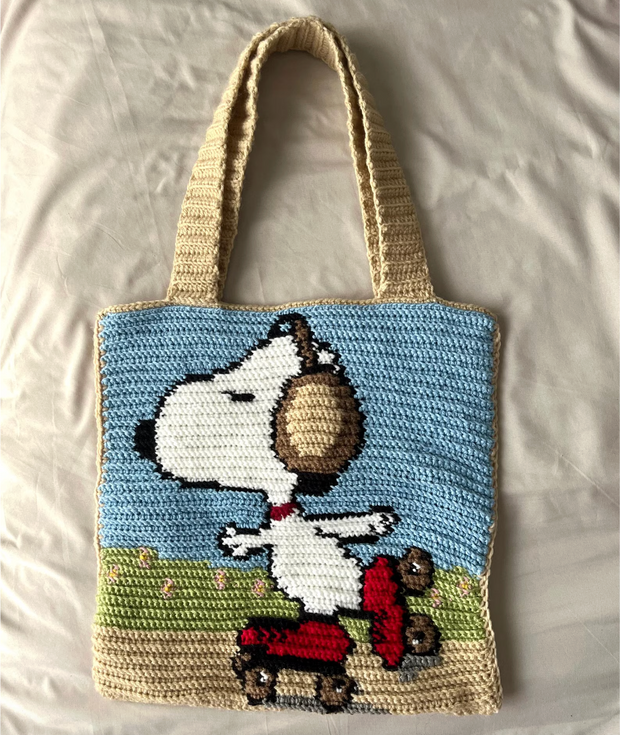 Whisking Wheels: Roller Skating Snoopy Tote Crochet Pattern