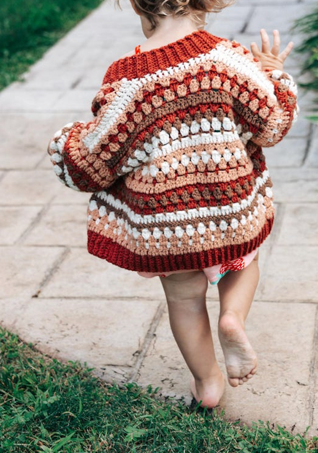 Kids Sizes, 2T to 12Y Cardigan kabiWeave pattern