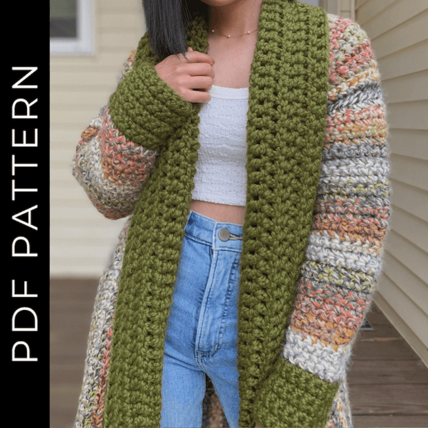 Hali long cardigan crochet pattern
