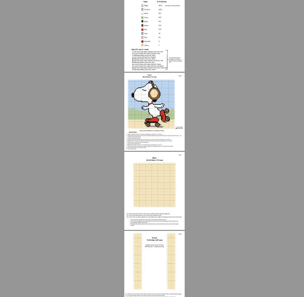 Whisking Wheels: Roller Skating Snoopy Tote Crochet Pattern