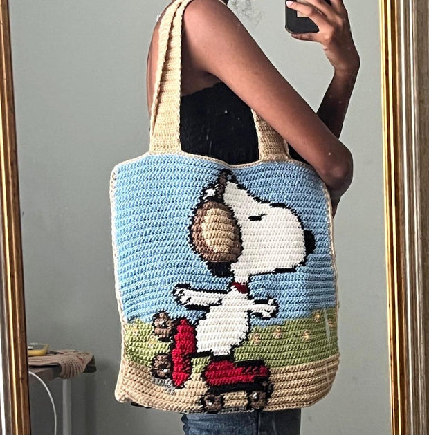 Whisking Wheels: Roller Skating Snoopy Tote Crochet Pattern
